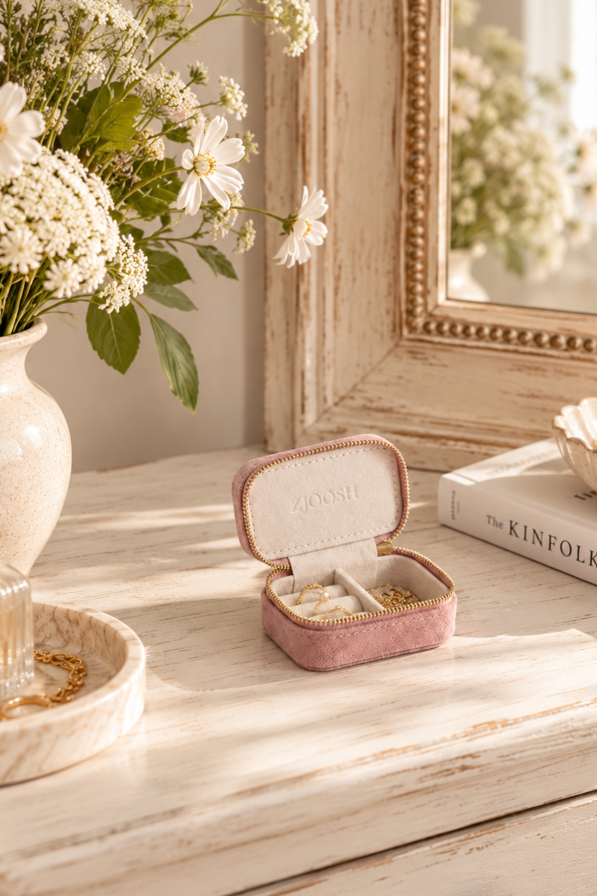 Mini Eco Suede Jewellery Case Blush