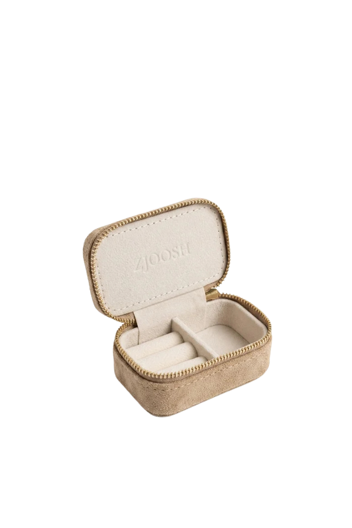 Mini Eco Suede Jewellery Case Latte