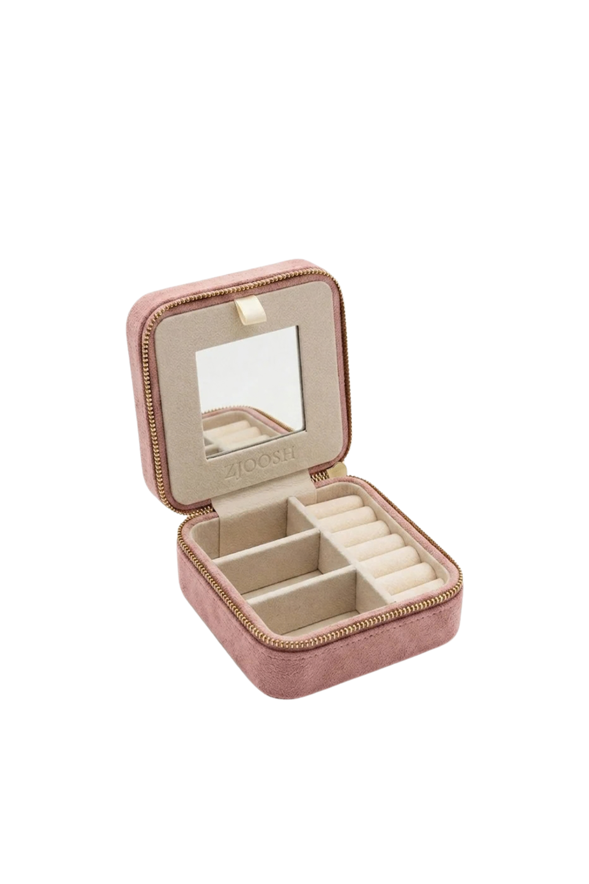 Square Eco Suede Jewellery Case Blush