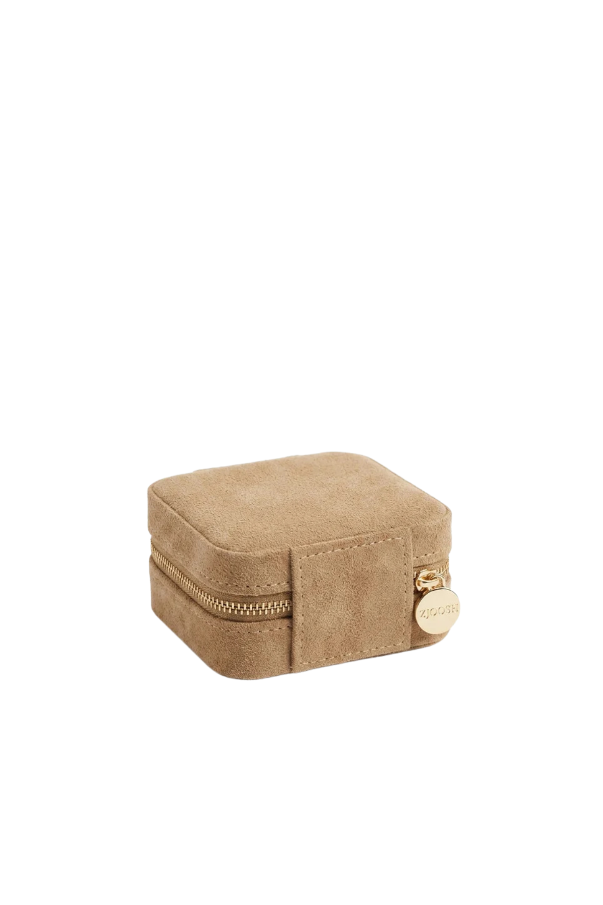 Square Eco Suede Jewellery Case Latte