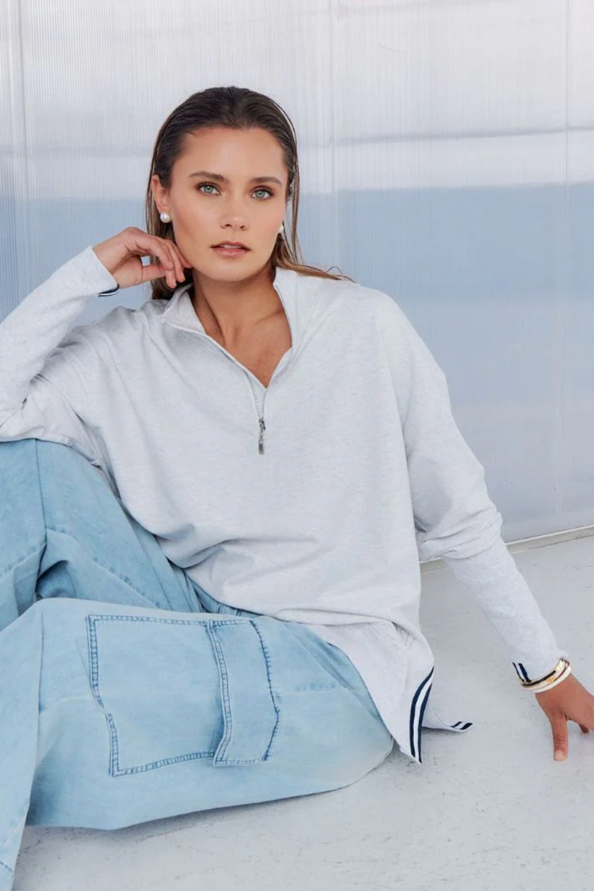 Alysha Zip Through Sweatshirt Grey