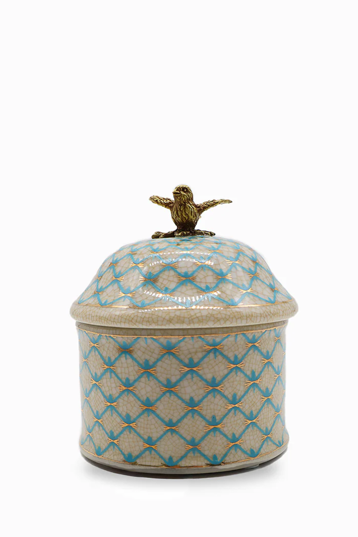 Blue and White Lidded Trinket Box