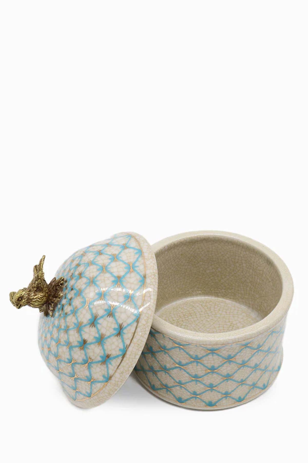 Blue and White Lidded Trinket Box