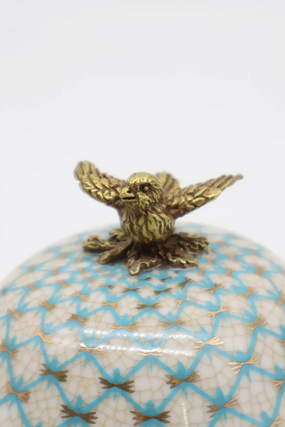 Blue and White Lidded Trinket Box