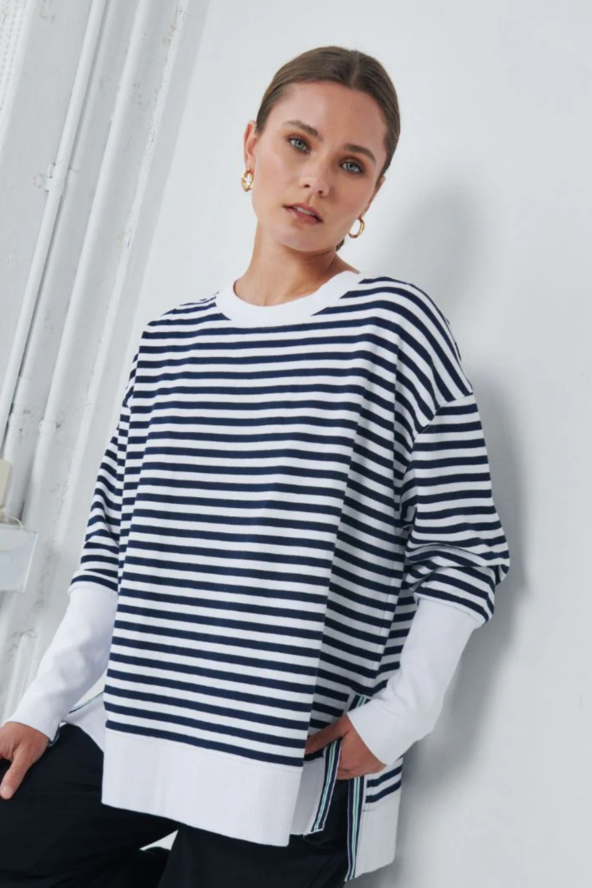 Claudia Striped Sweatshirt Indigo