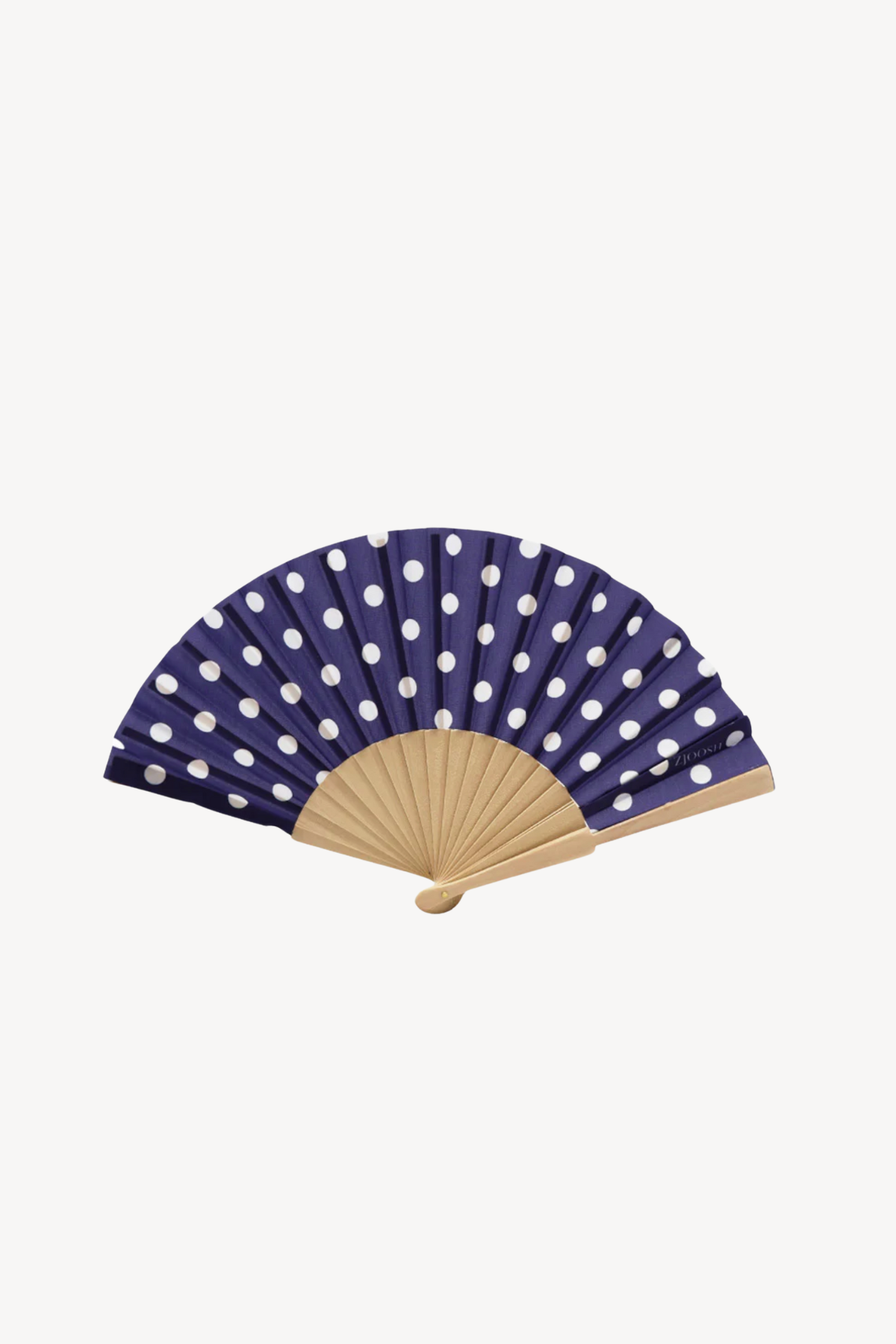 Hand Fan Navy & White Polka Dots