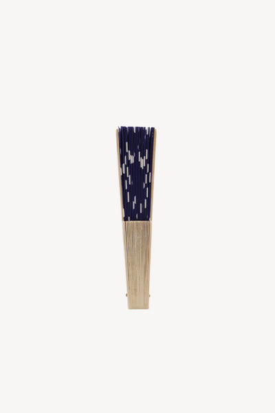 Hand Fan Navy & White Polka Dots