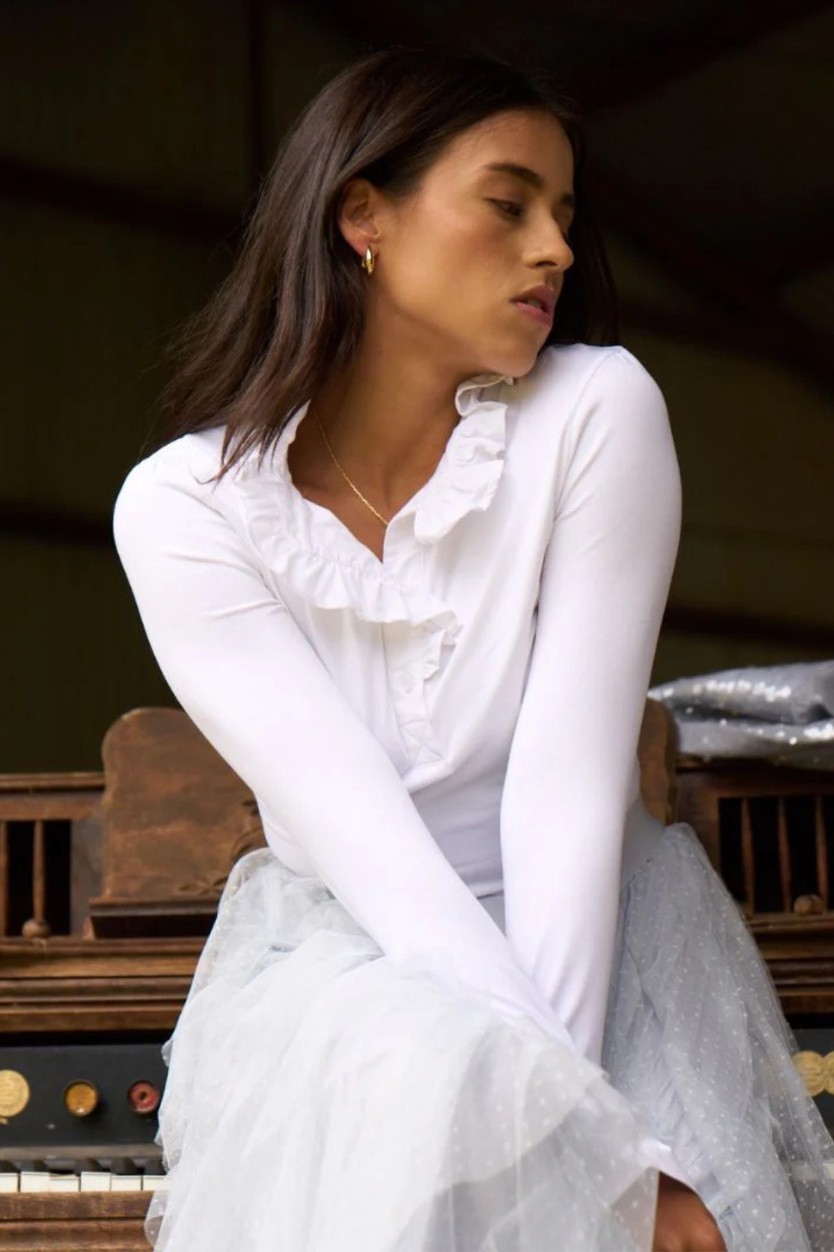 Jolie Long Sleeve Blouse White