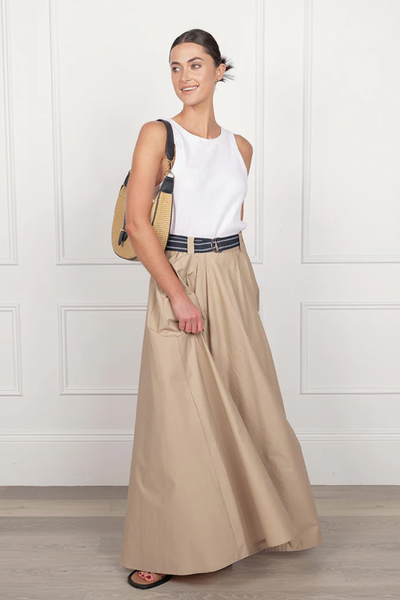 Kara Cotton Maxi Skirt Stone