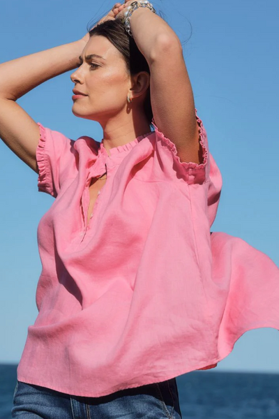 Kell Bell Linen Shirt Pink