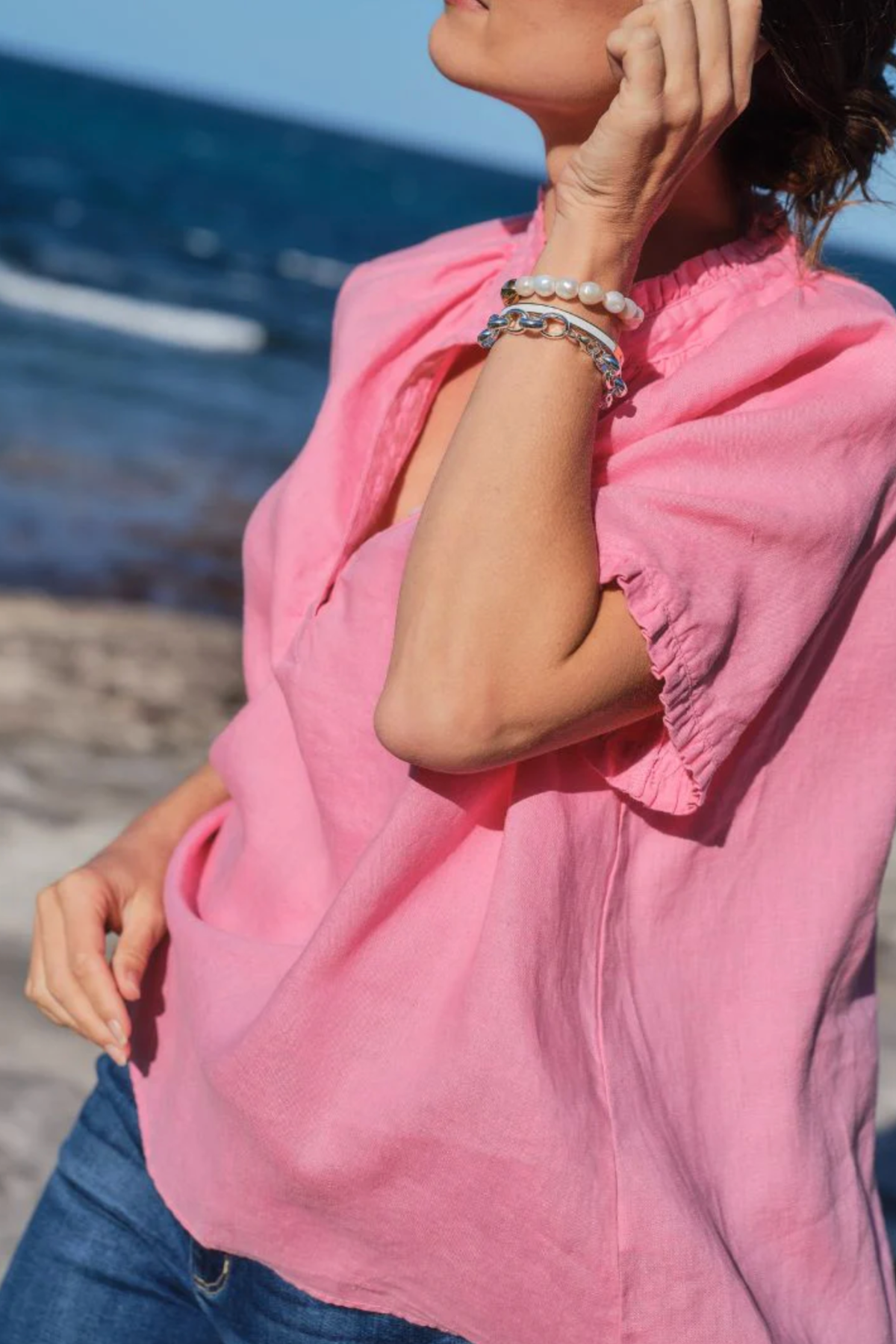 Kell Bell Linen Shirt Pink