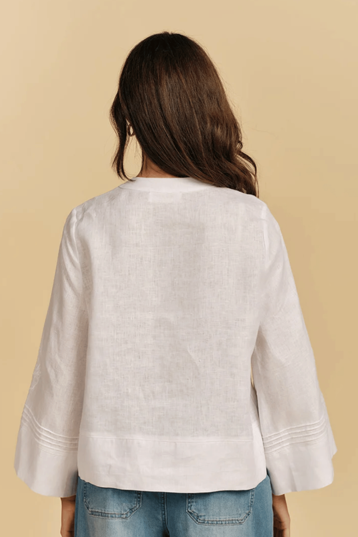 Maria Embroidered Linen Shirt White