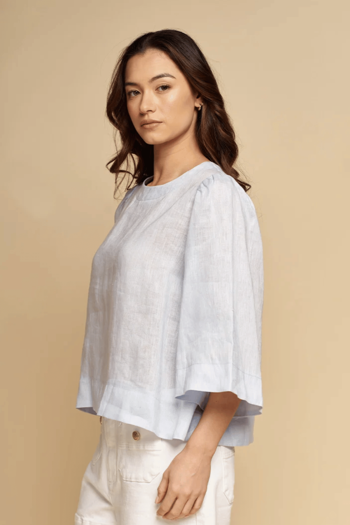 Michelle Linen Top Blue