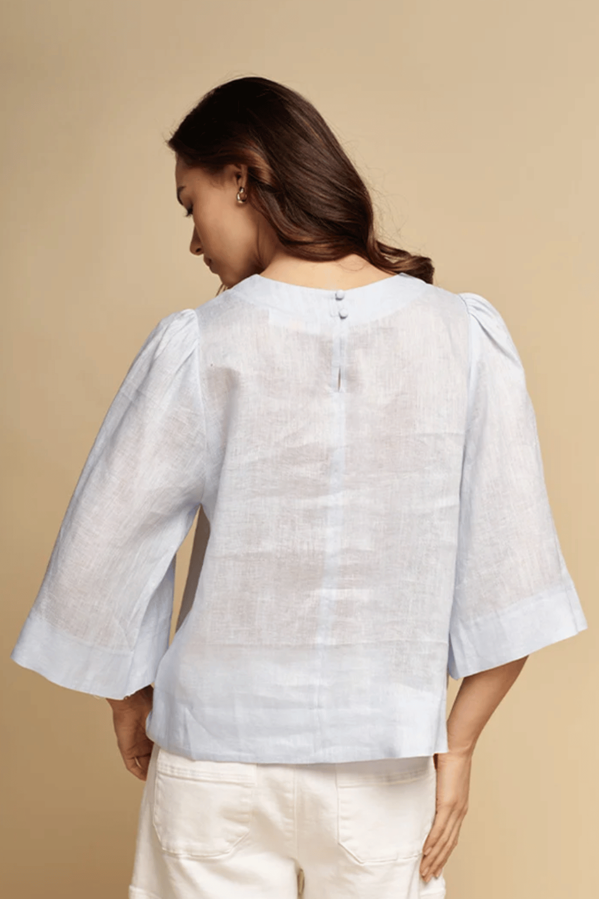 Michelle Linen Top Blue