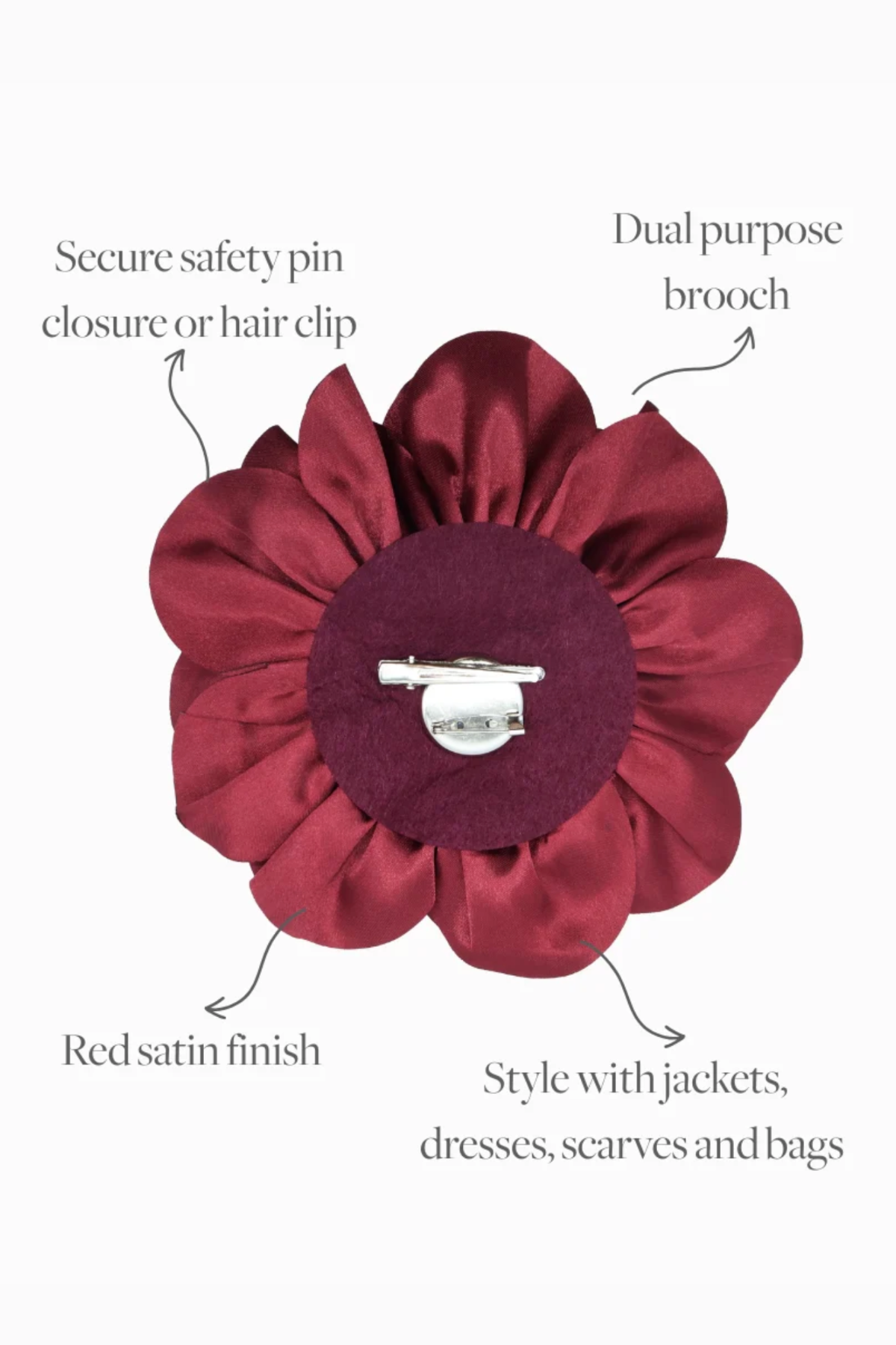 Satin Flower Brooch Merlot