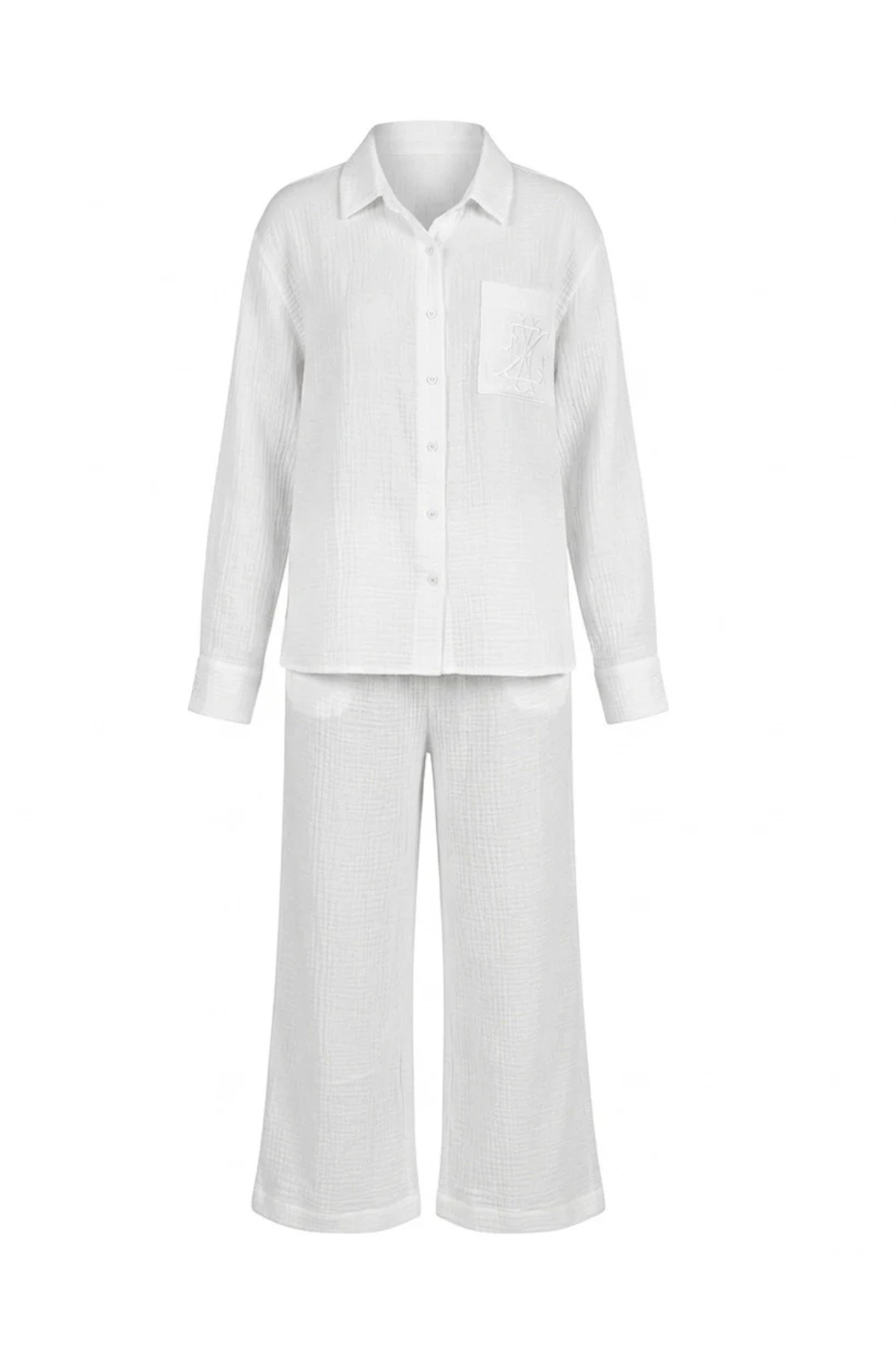 Insignia Cheesecloth Long Sleeve Pyjama White
