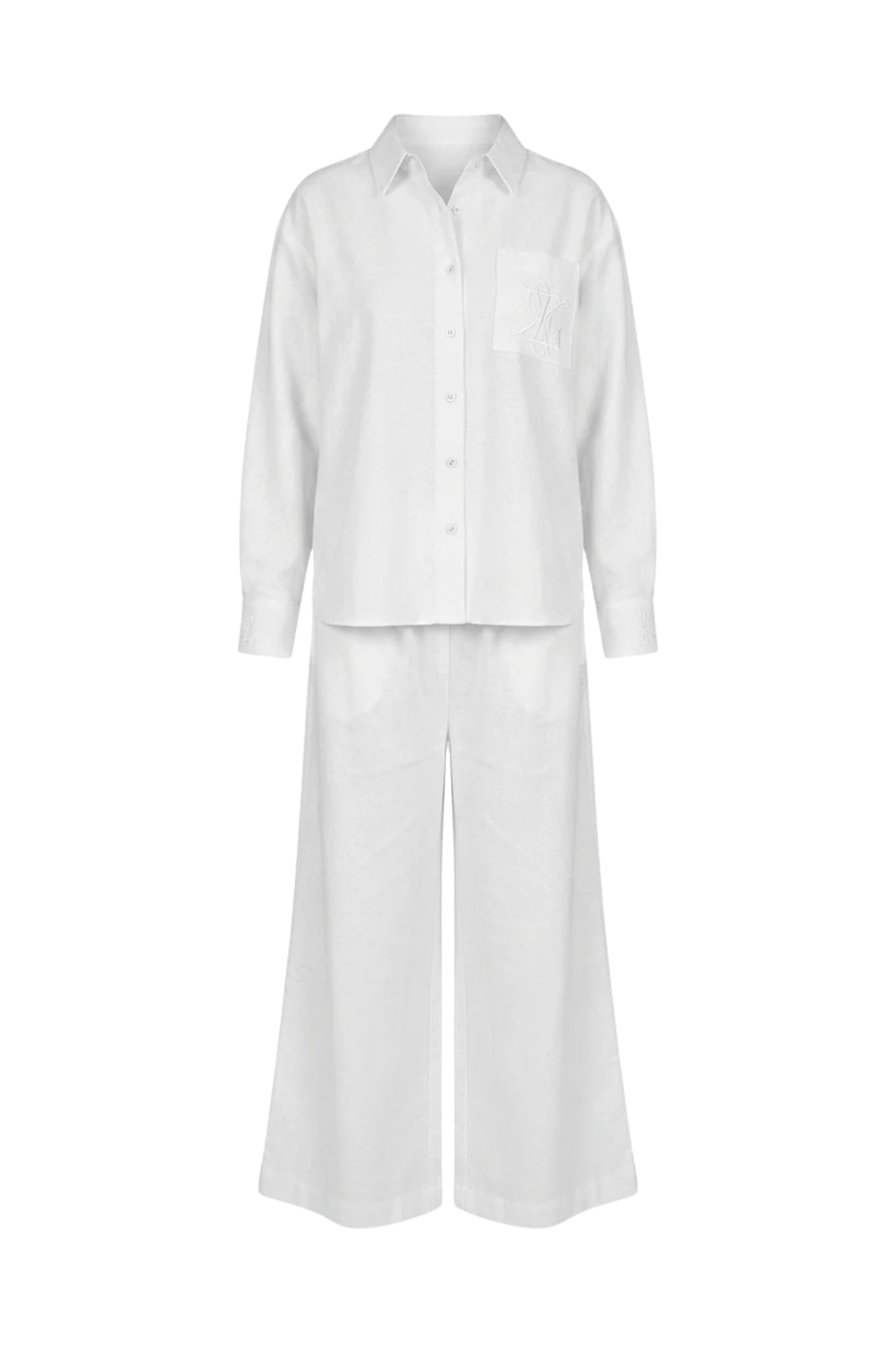 Insignia Flannel Long Sleeve Pyjama White
