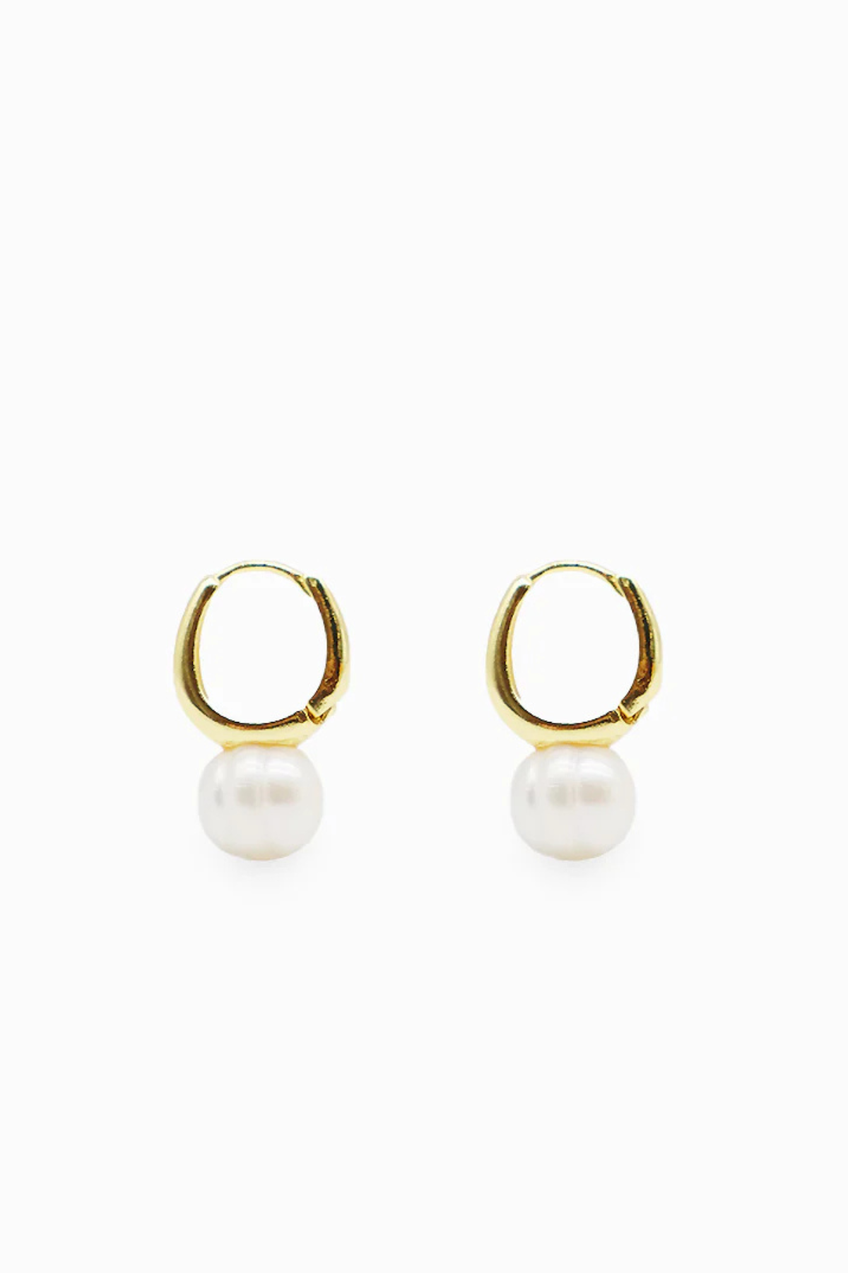 Small Oval Pearl Hoops