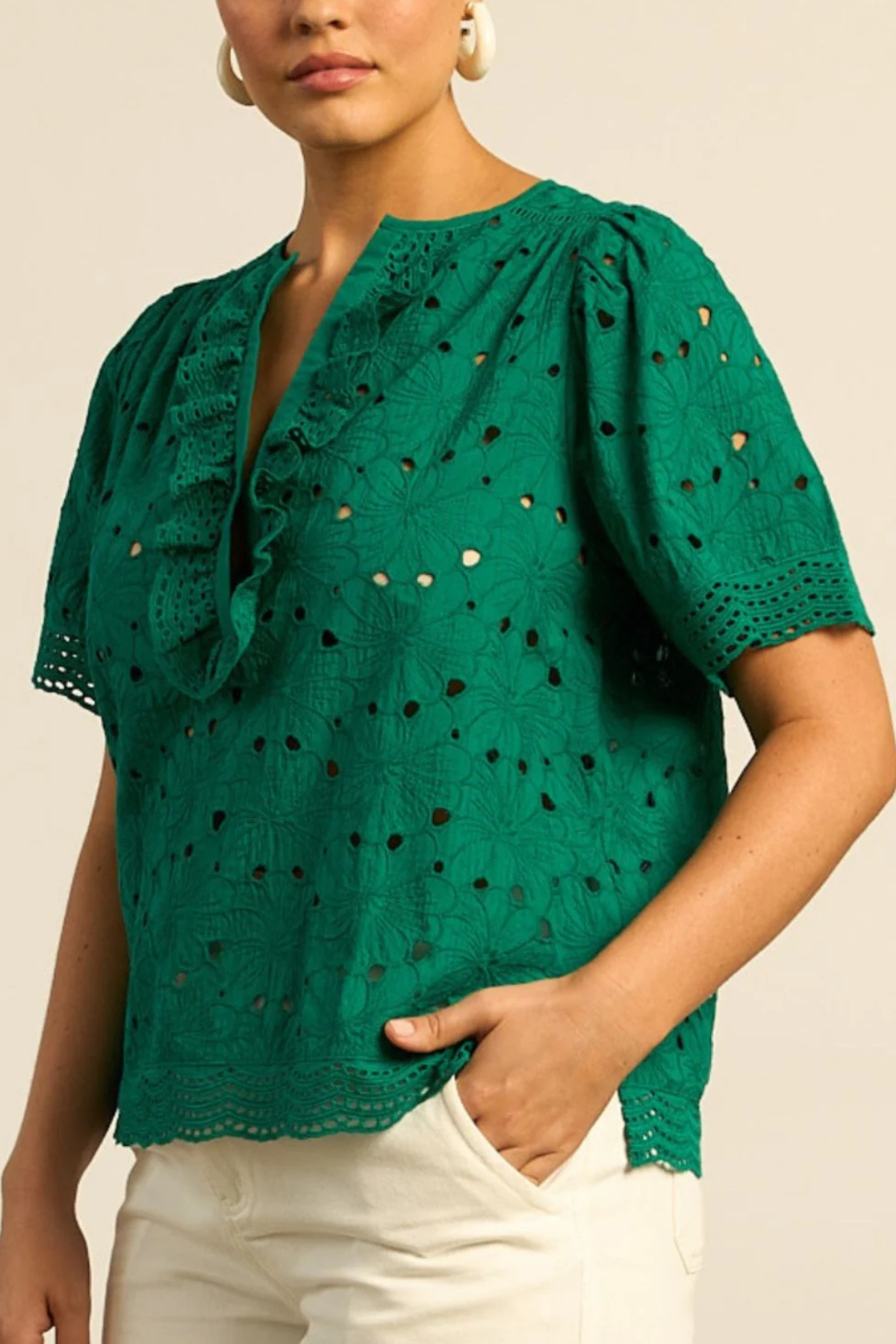 Vantage Top Broderie Emerald