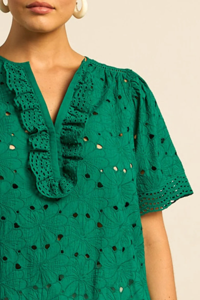 Vantage Top Broderie Emerald