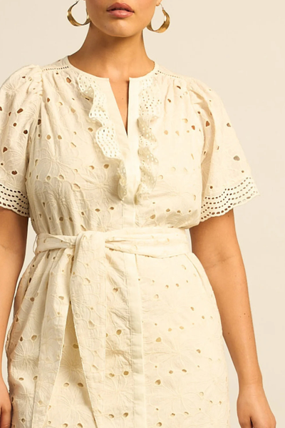 Voyage Dress Broderie Cream