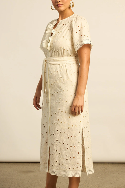 Voyage Dress Broderie Cream