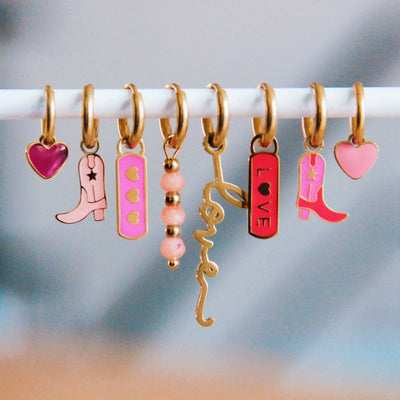 Pink Heart Earring Hoops