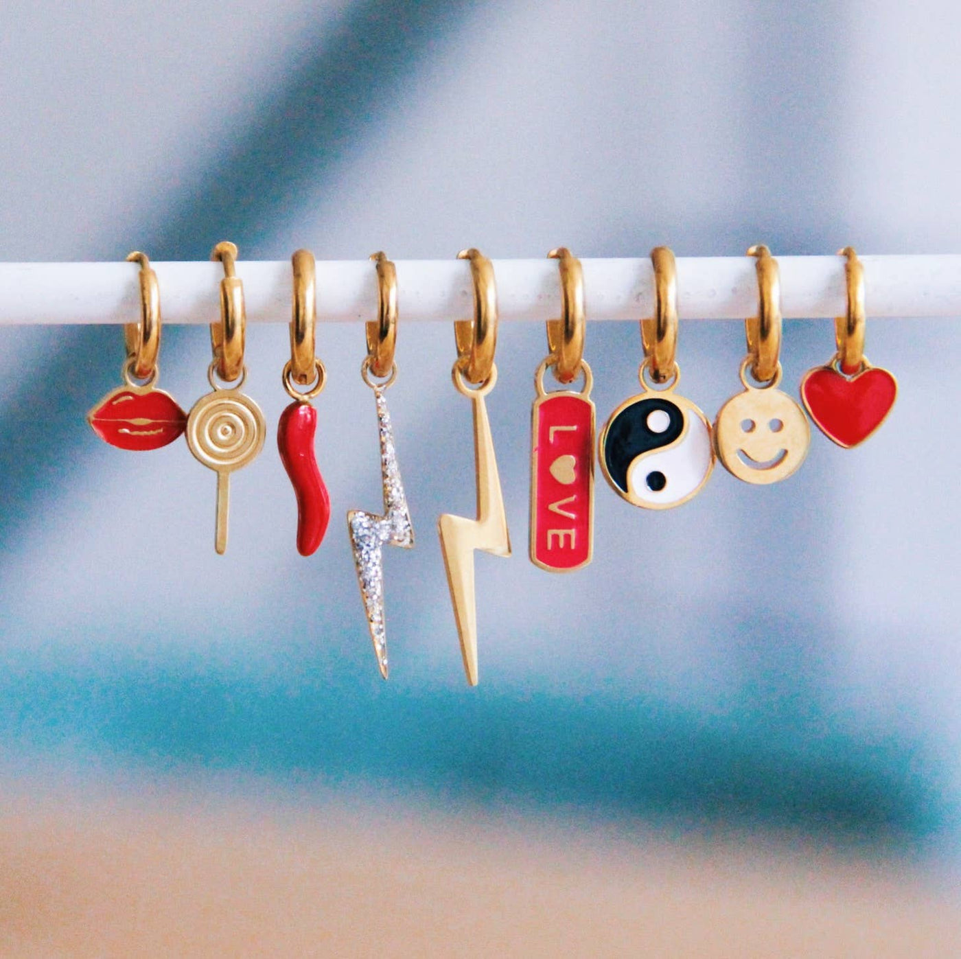 Red Heart Earring Hoops