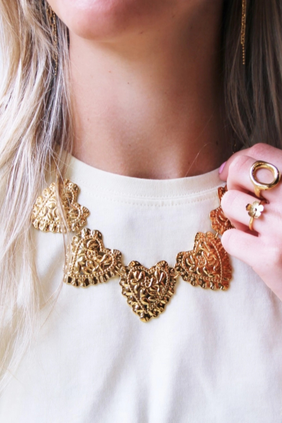 Statement Necklace Bold Hearts