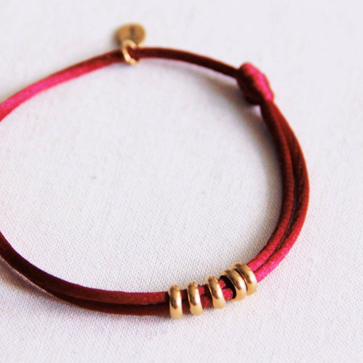 Satin Ring Charms Bracelet Burgundy