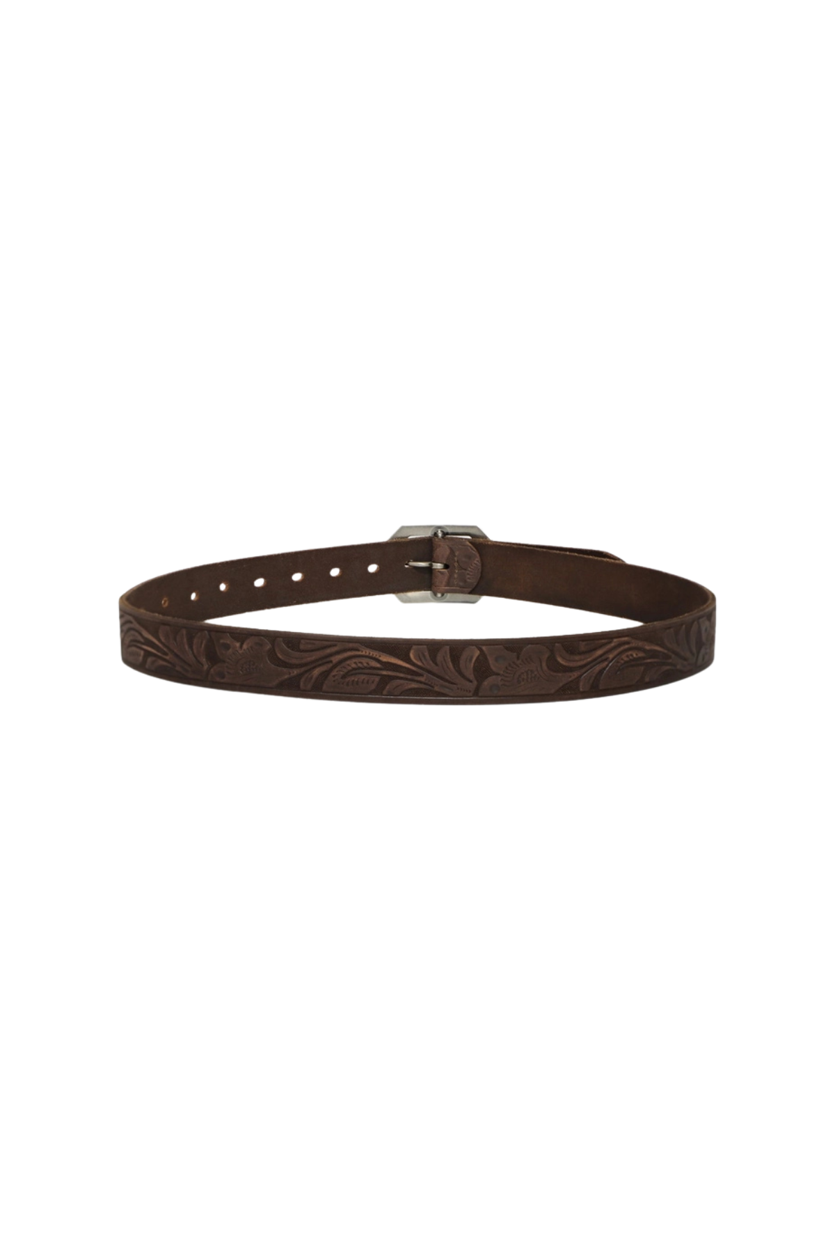 Stand By Me Embossed Leather Belt Chocolate