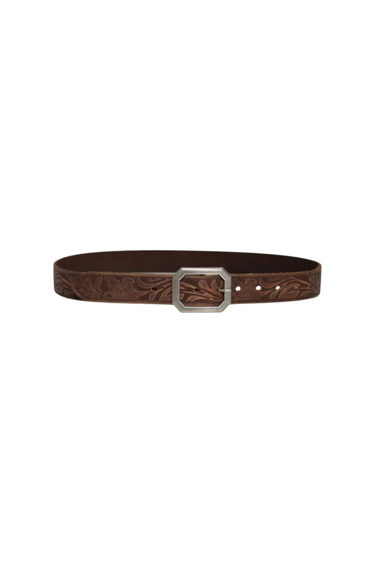 Stand By Me Embossed Leather Belt Chocolate