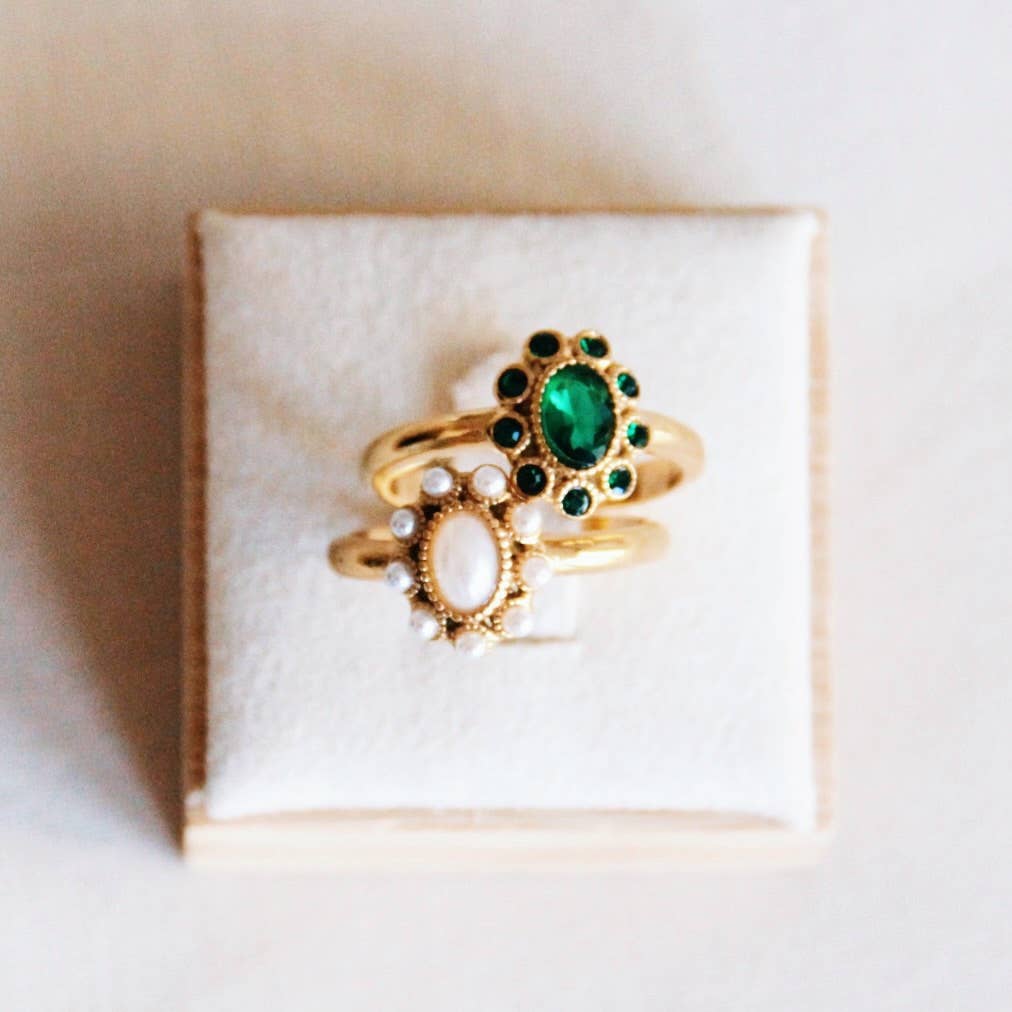 Vintage Stone & Pearl Ring