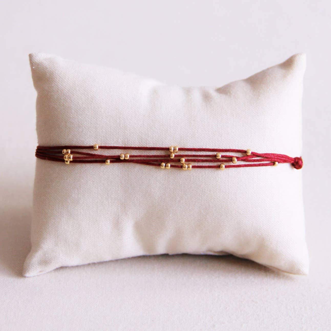 Quadruple Satin Bead Bracelet Bordeaux