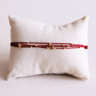 Quadruple Satin Bead Bracelet Bordeaux