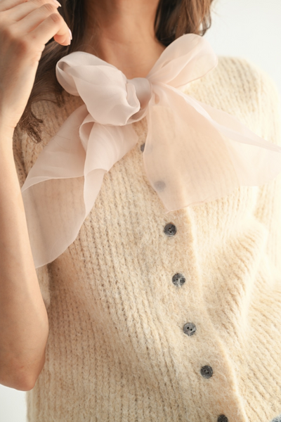 Grace Chiffon Bow Cardigan
