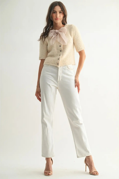 Grace Chiffon Bow Cardigan
