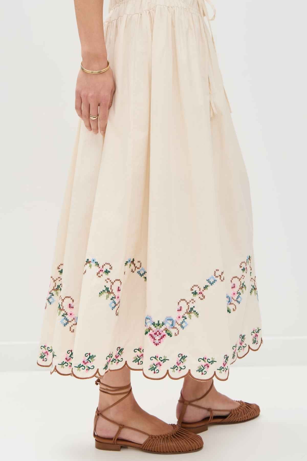 Cross Stitch Floral Skirt
