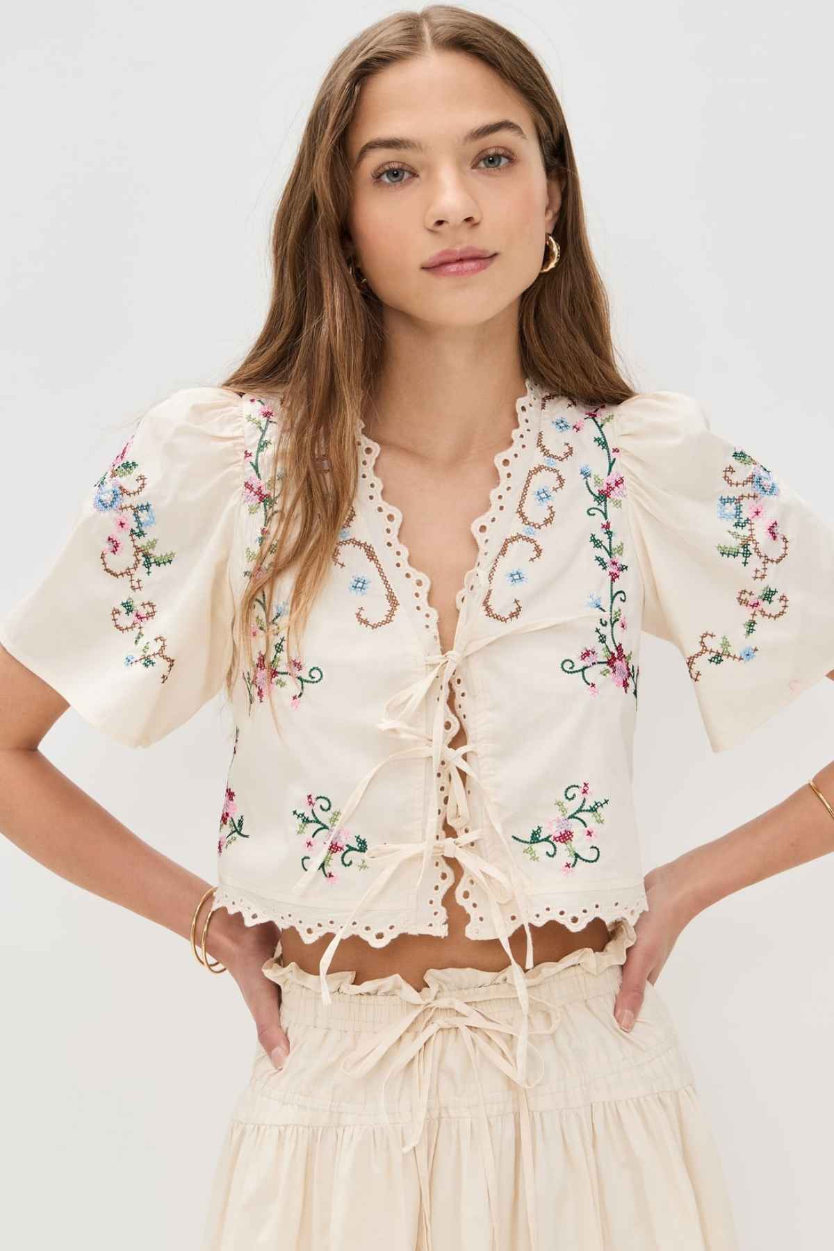 Cross Stitch Floral Blouse