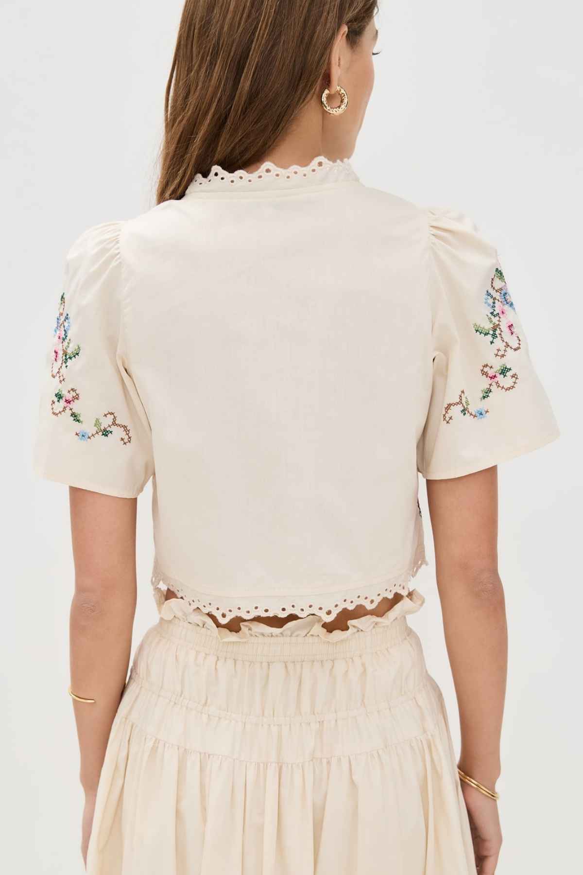 Cross Stitch Floral Blouse