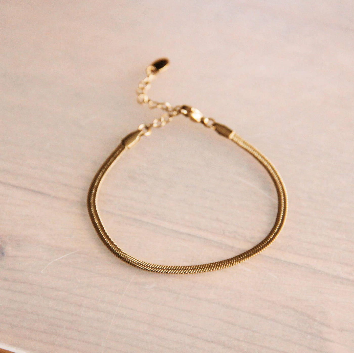 Flat Snake Gold Bracelet