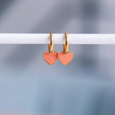 Mini Heart Hoops Coral