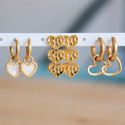 Heart Charm Gold Hoops