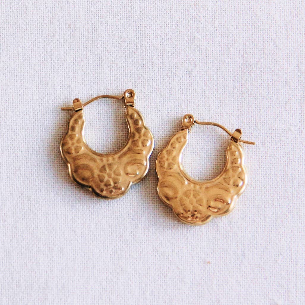 Floral Gold Hoops