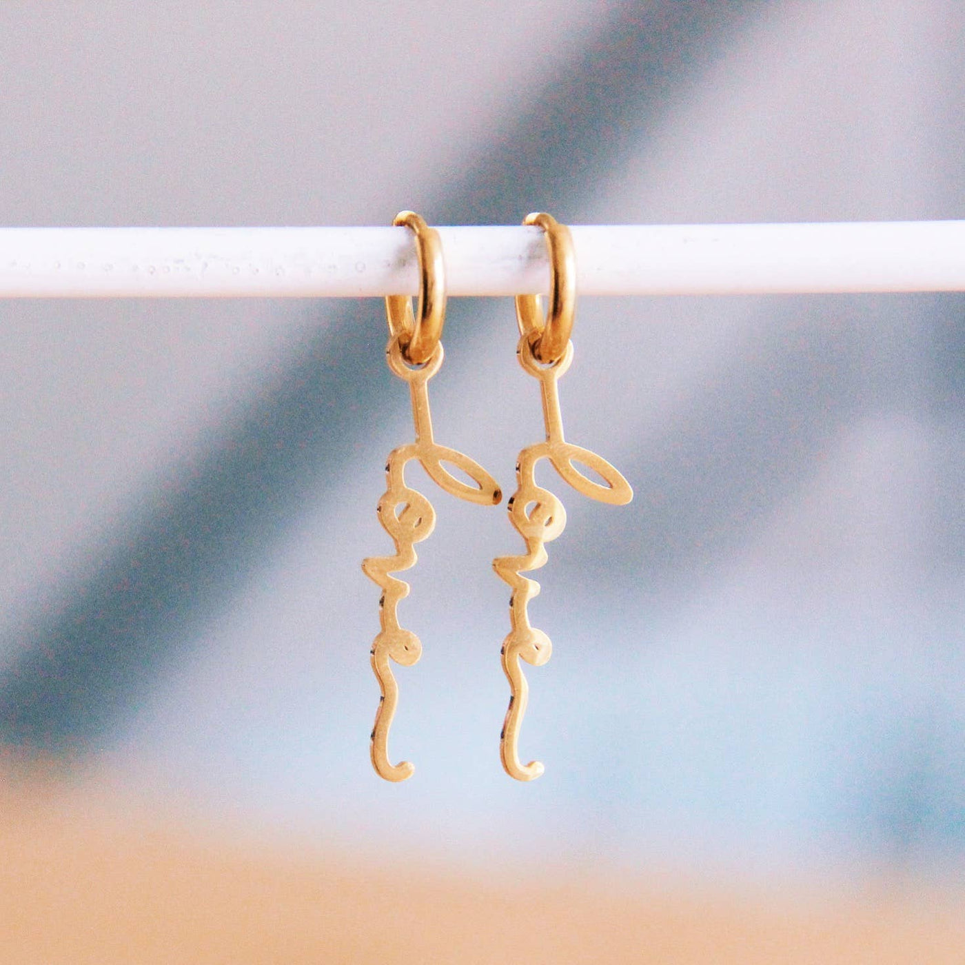 Gold LOVE Hoop Earrings