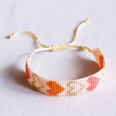 Heart Woven Bracelet Nude Pink Salmon