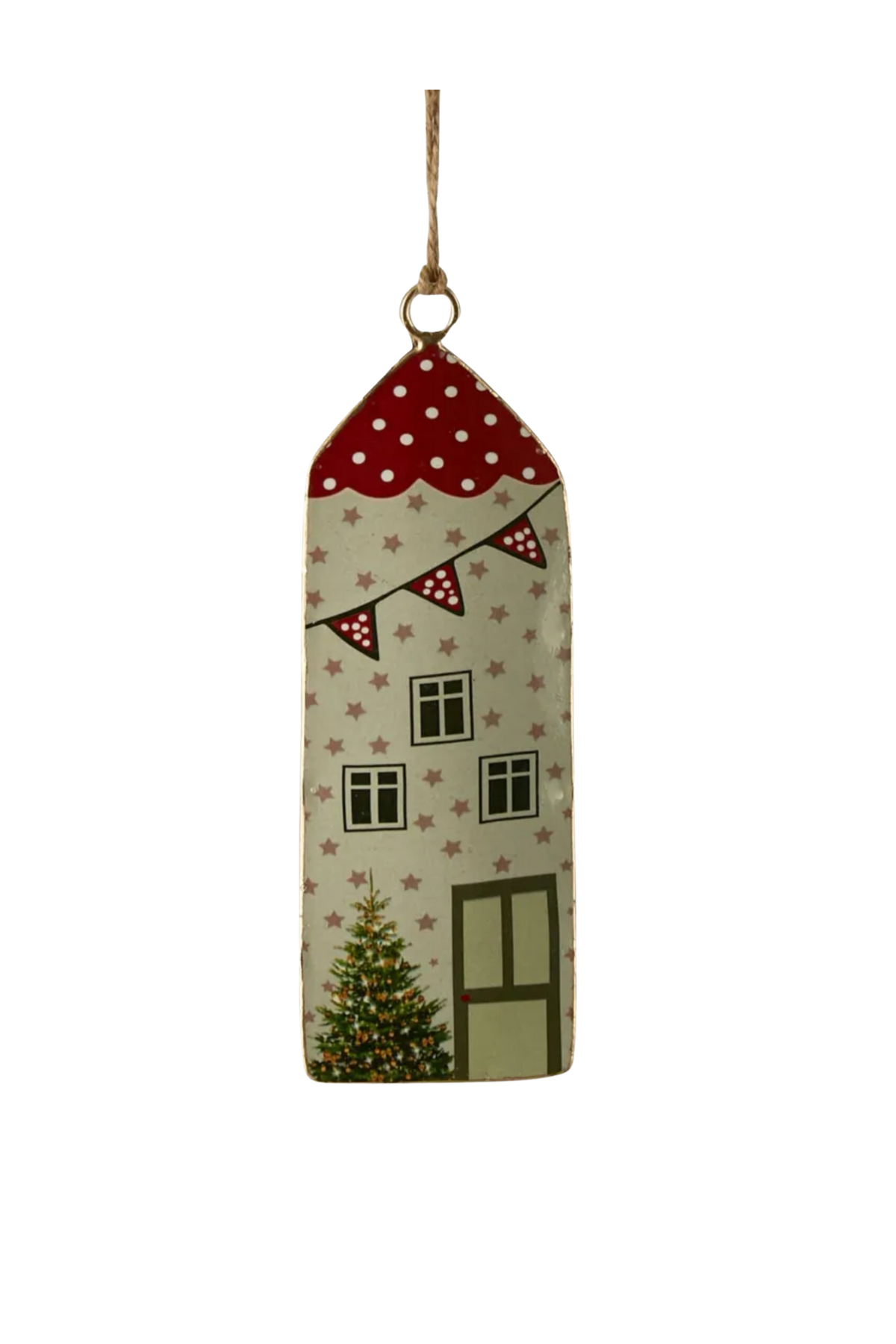 Village Enamel House Hanging Ornament White