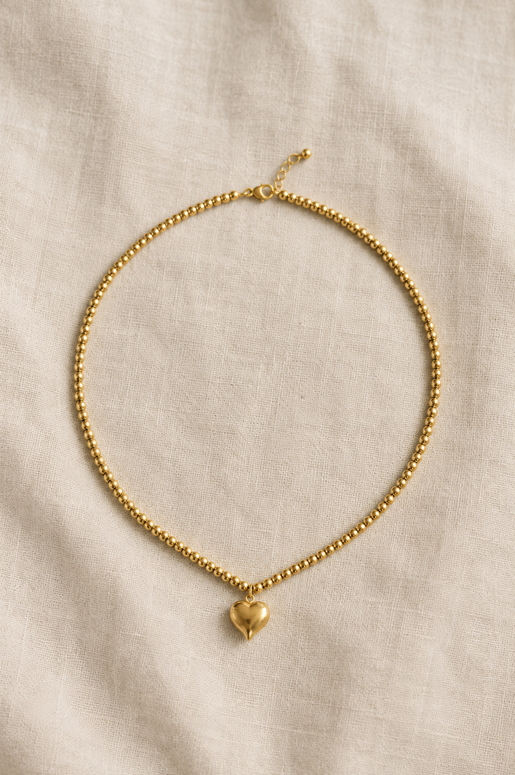 Beaded Necklace with Gold Heart