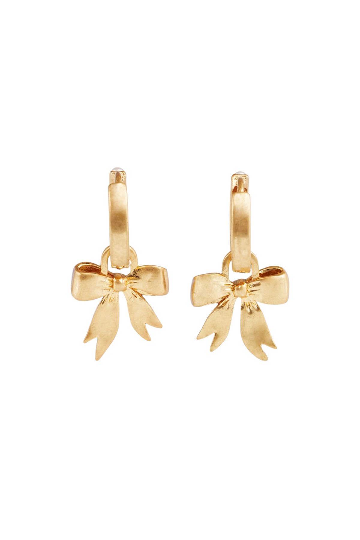 Bow Pearl Huggie Earrings