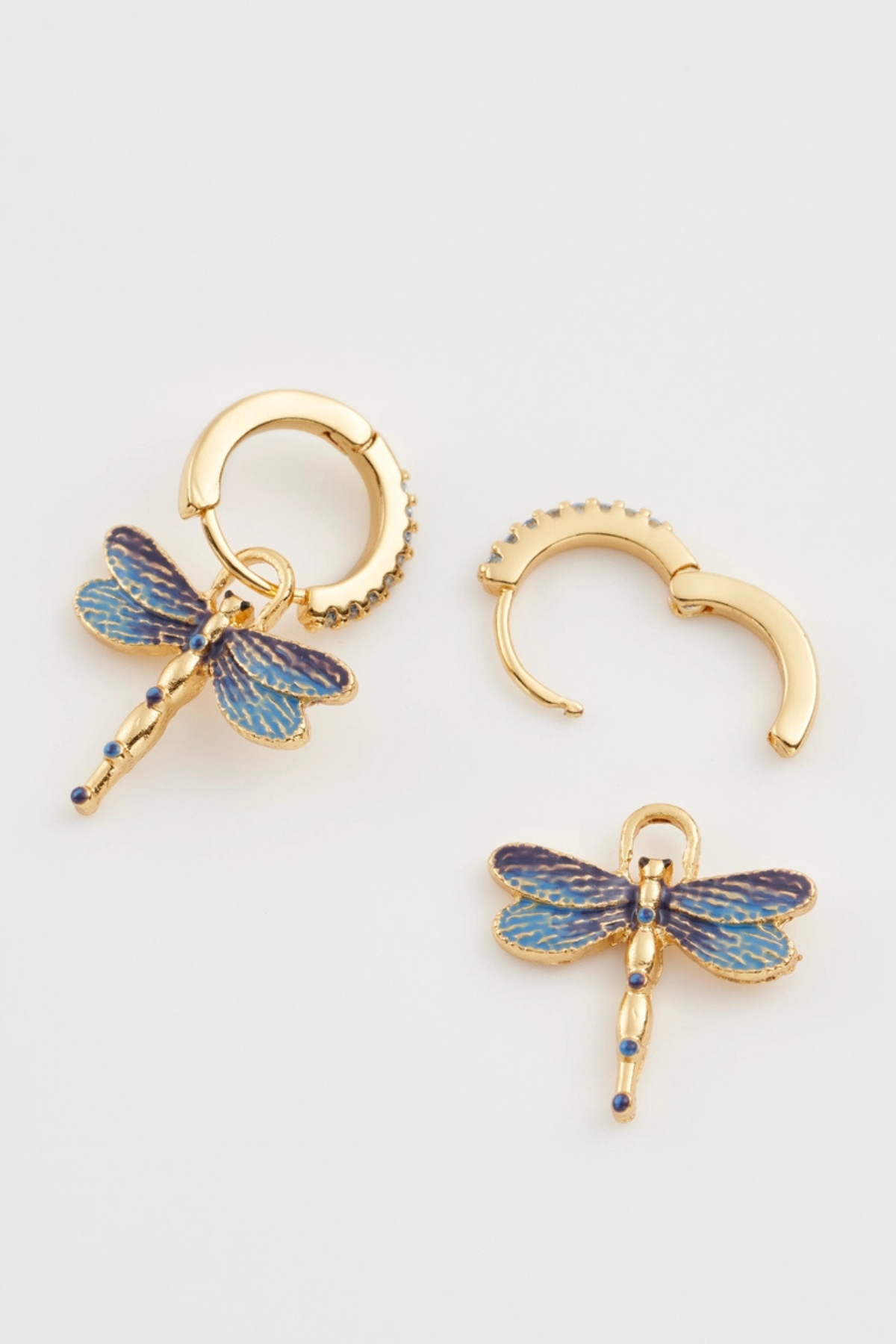 Dragonfly Charm Huggie Earrings